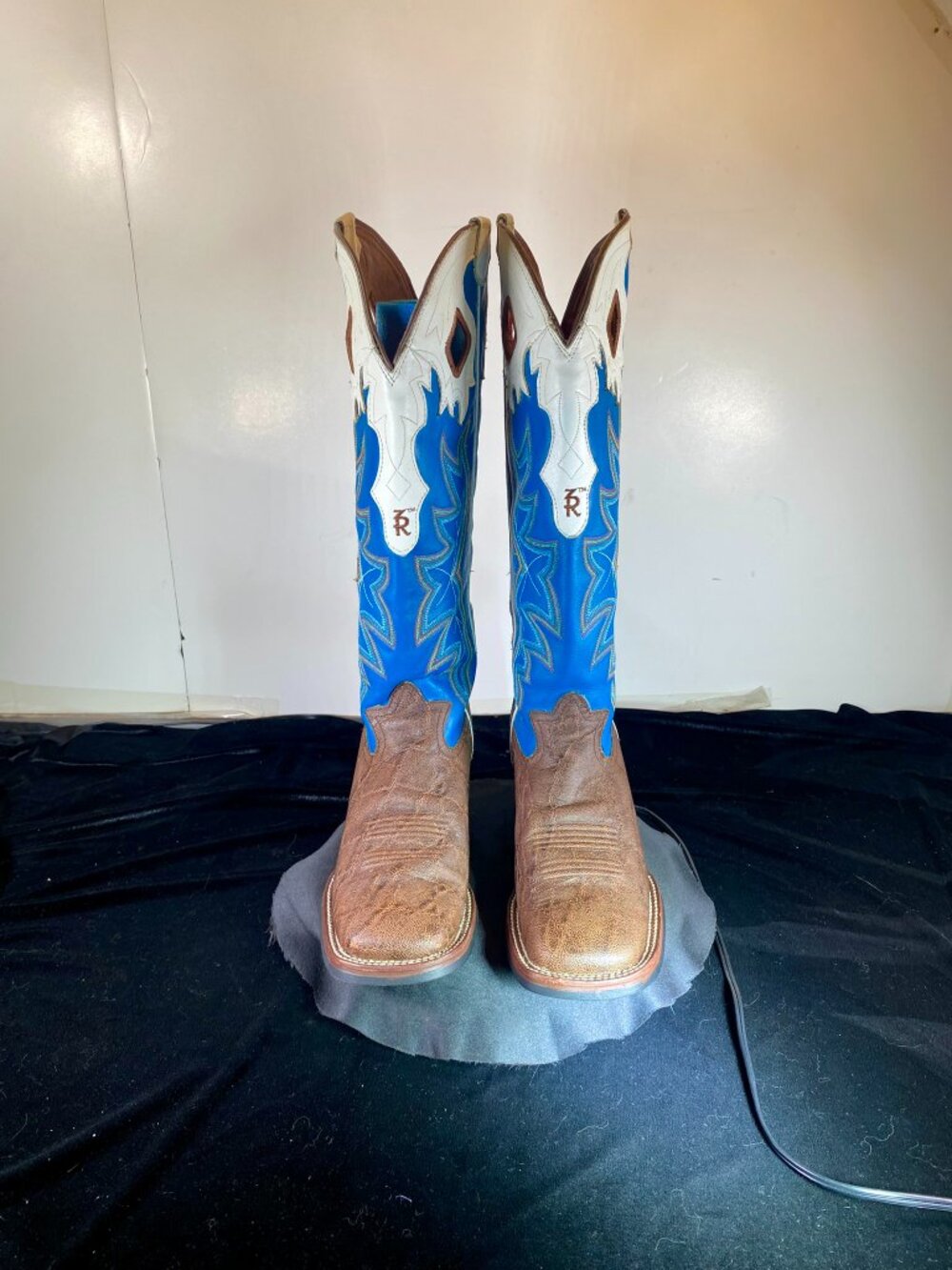 Vintage, Decorative Tall Tony Lama Square Toe Boots, Men's 7D, or Women's 9.5,